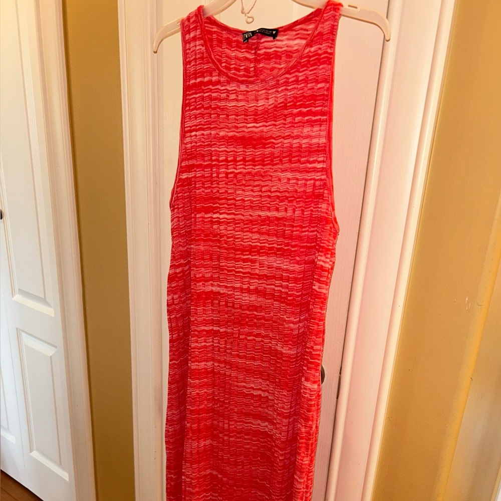 Zara Vibrant Pink Knit Maxi Dress